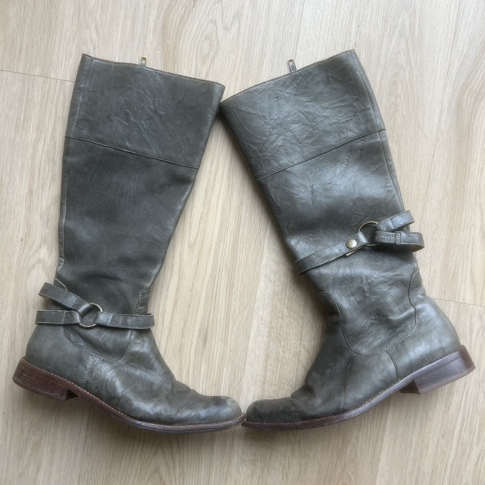 Gee Wawa Rising Boots Womens 7 Grown Gray‎ Leather Harness Tall Knee High